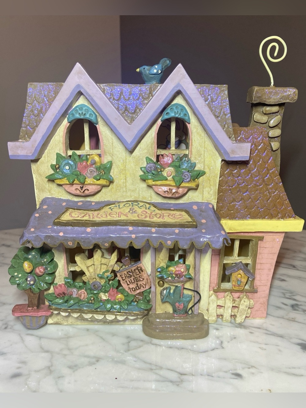 Kurt S Adler Vintage Spring Town Easter Garden Store Lighted House -no Cord